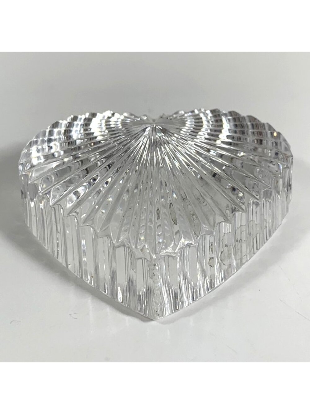 Elegant Waterford Crystal Heart-Shaped Ribbed Paperweight Clear Glass VTG 90s